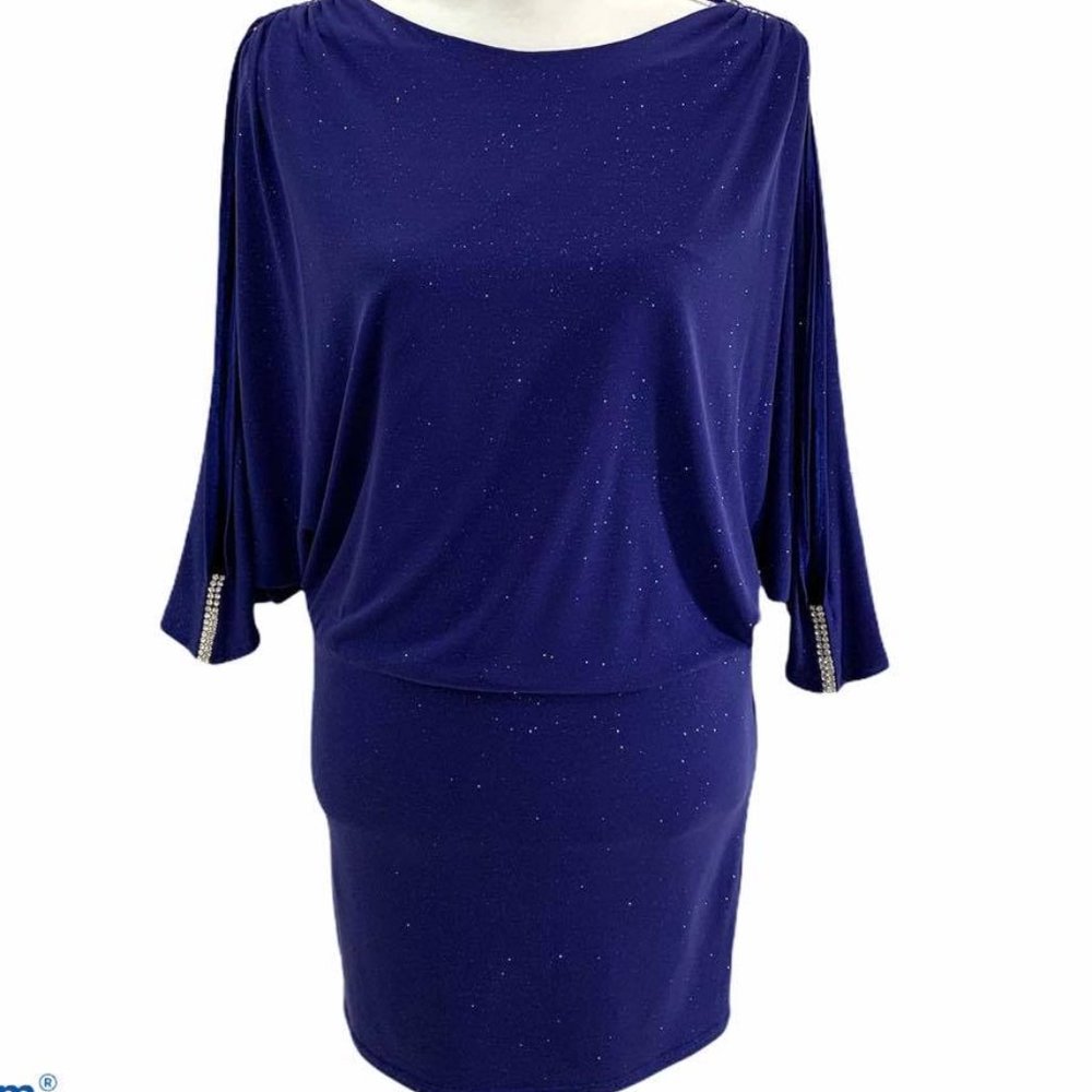 Betsy & Adam Sz 4 Dress Royal Blue Scoop Neck - Picture 1 of 7
